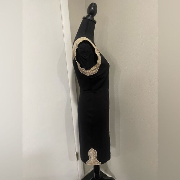 Alberto Makali Black Dress with Beige Lace Trim Size M - Picture 5 of 10